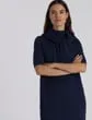 Ready To Wear Flora Jacquard Responsible Fine Gauge MerinoViscose Sweater Dress Midnight Blue Lafayette 148 New York Dresses