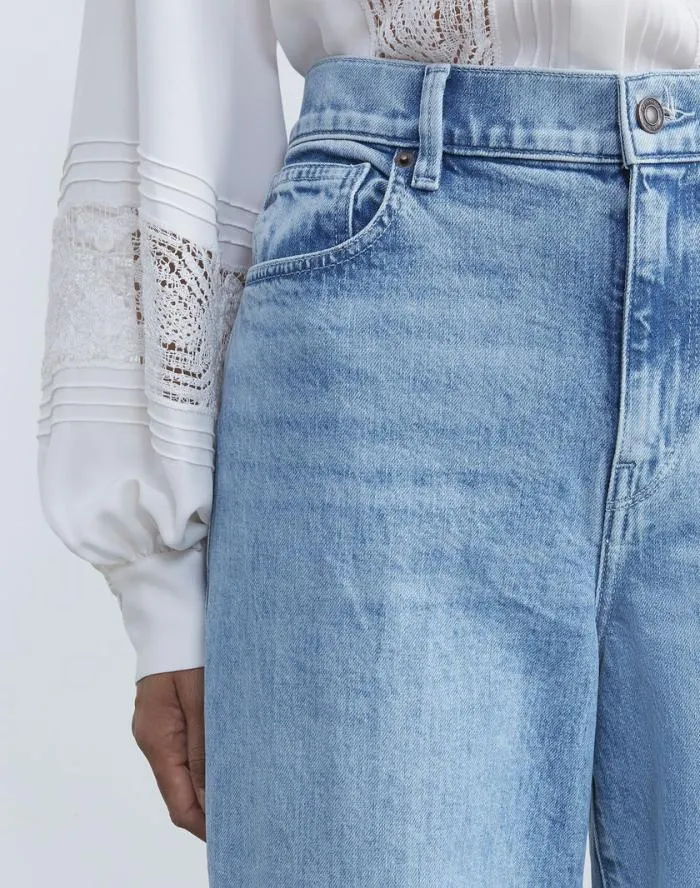 Ready To Wear L148 Denim Crosby Boyfriend Jean Stonewash Blue Lafayette 148 New York Pants and Shorts