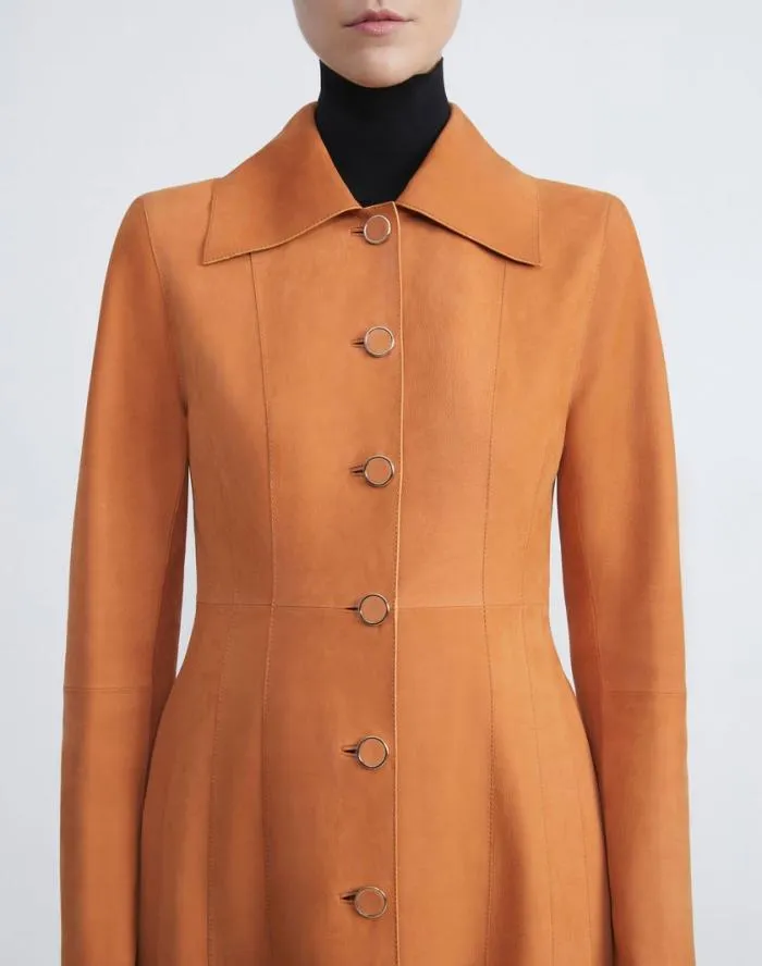 Ready To Wear Nubuck Suede Coat Antique Bronze Lafayette 148 New York Leathers and Suedes