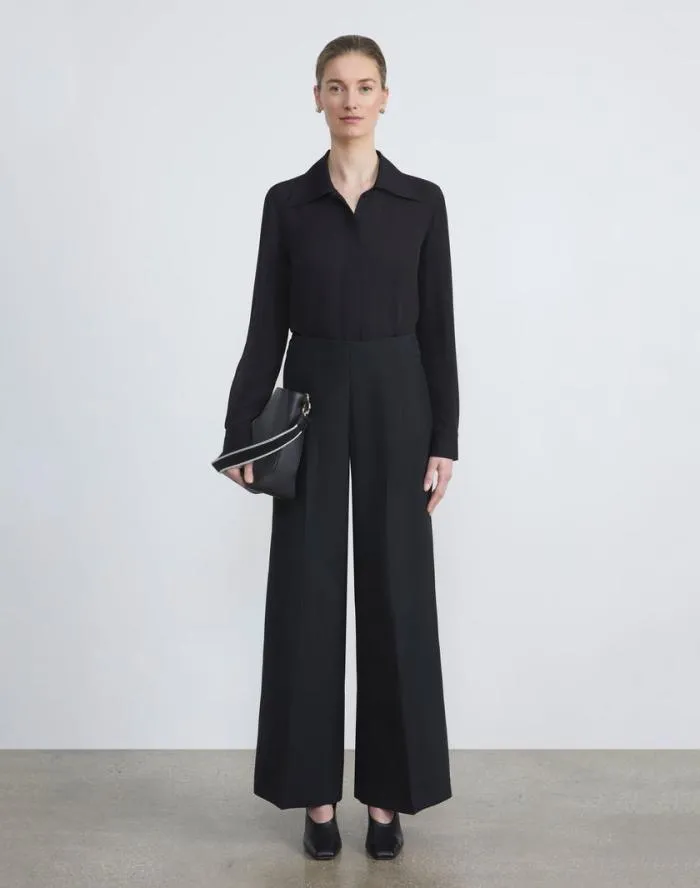 Ready To Wear Organic Silk Georgette Blouse Bodysuit Black Lafayette 148 New York Blouses and Shirts