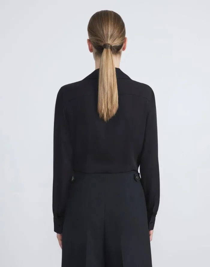 Ready To Wear Organic Silk Georgette Blouse Bodysuit Black Lafayette 148 New York Blouses and Shirts