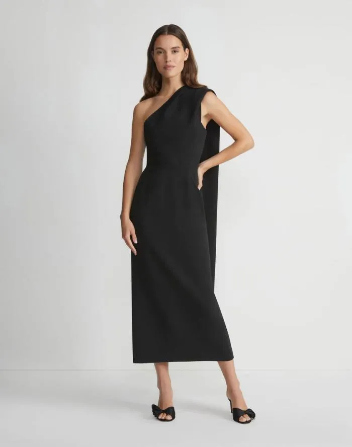 Ready To Wear Responsible Finesse Crepe Convertible Scarf Dress Black Lafayette 148 New York Dresses
