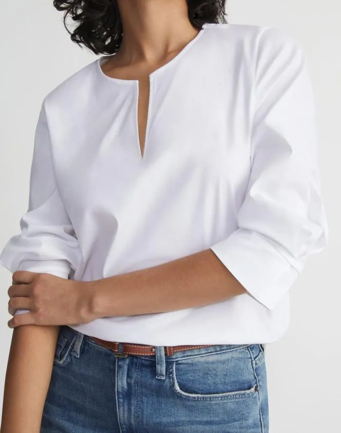 Ready To Wear Stretch Cotton Popover Shirt Black Lafayette 148 New York Blouses and Shirts