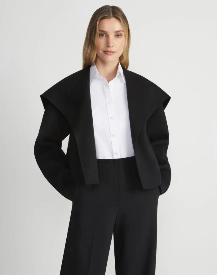 Ready To Wear WoolCashmere Double Face Shawl Collar Oversized Coat Black Lafayette 148 New York Jackets and Blazers