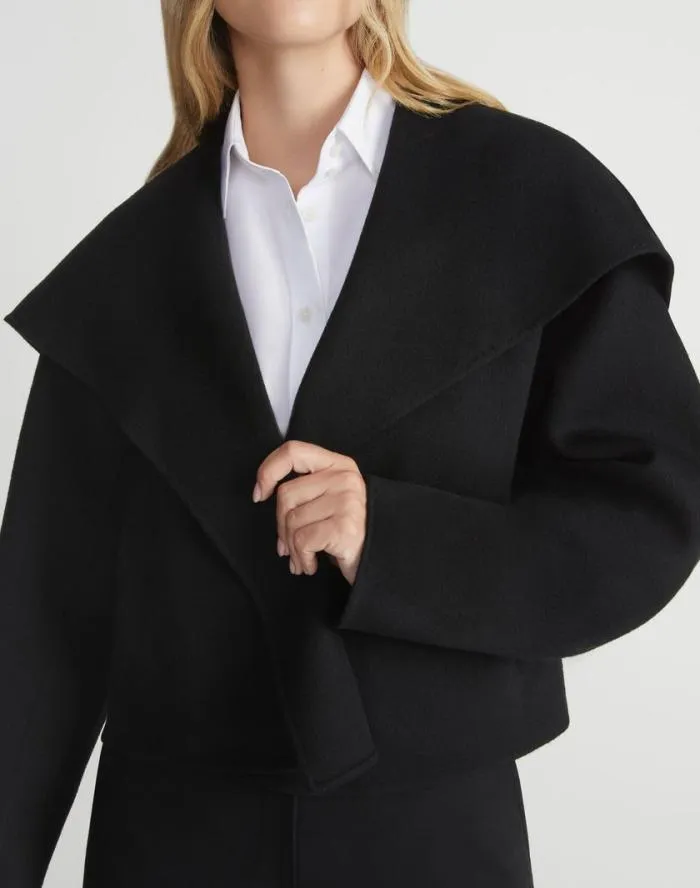 Ready To Wear WoolCashmere Double Face Shawl Collar Oversized Coat Black Lafayette 148 New York Jackets and Blazers