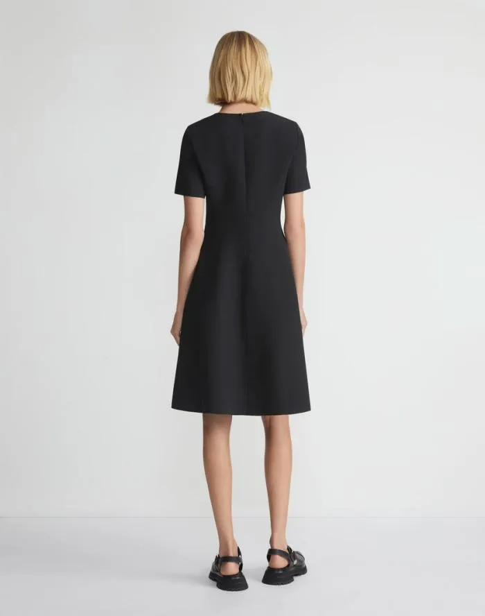 Ready To Wear WoolSilk Crepe Short Sleeve Dress Black Lafayette 148 New York Dresses