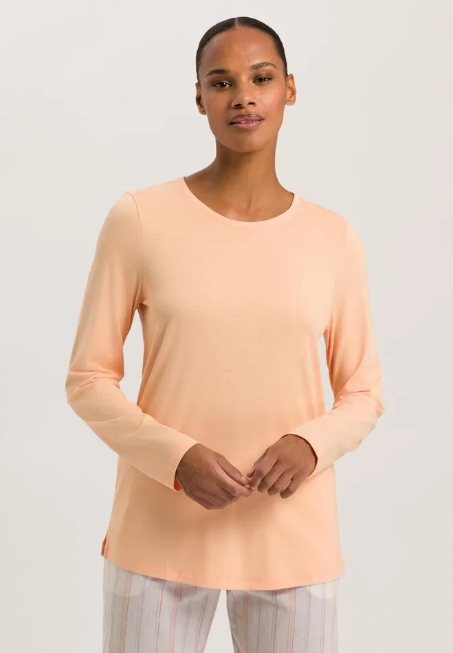 Relaxed Round Neck Top Peach Nougat Women HANRO Pajama Tops