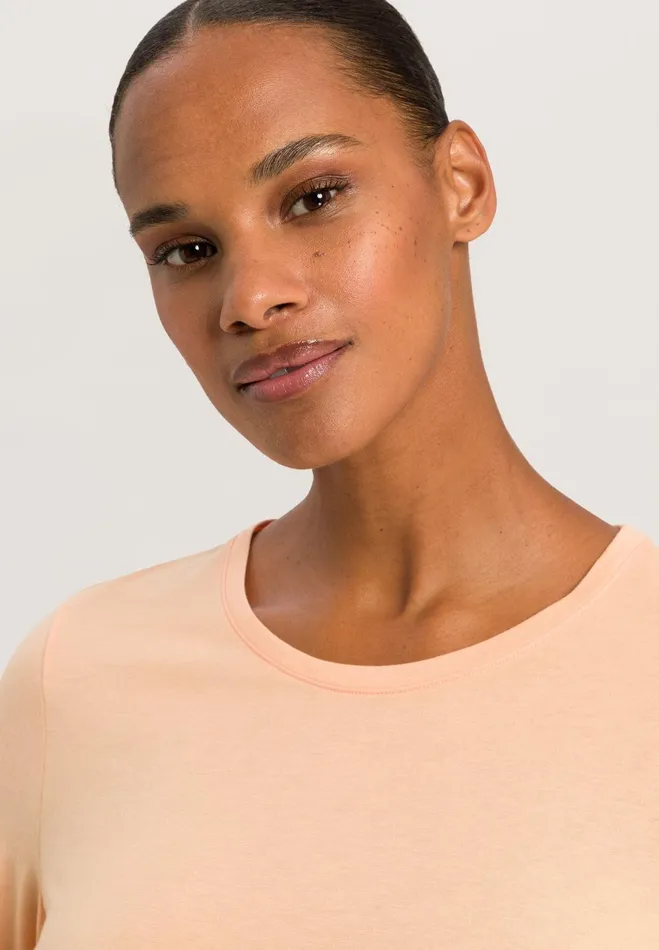 Relaxed Round Neck Top Peach Nougat Women HANRO Pajama Tops