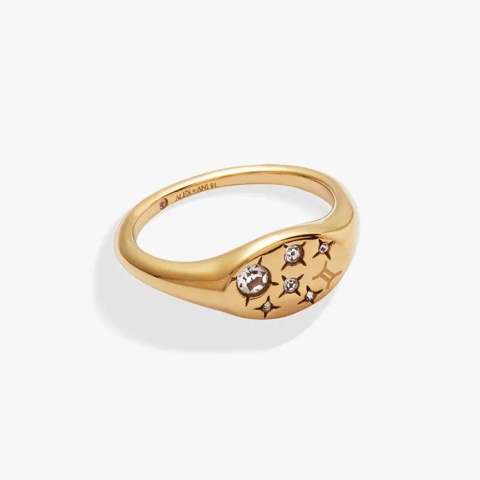 Rings Women Alex And Ani Gemini Zodiac Ring Stainless Steel Gold
