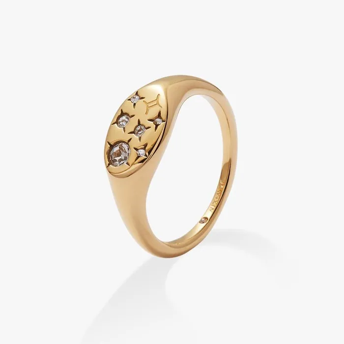 Rings Women Alex And Ani Gemini Zodiac Ring Stainless Steel Gold