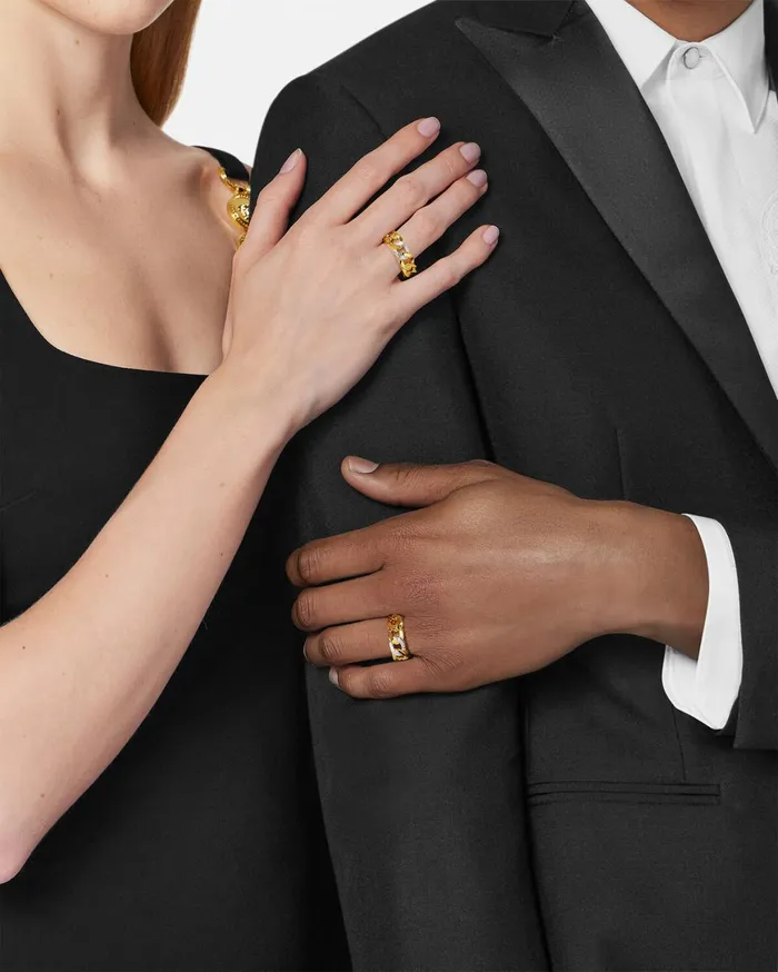 Rings WomenMen Versace Medusa Chain Ring Gold
