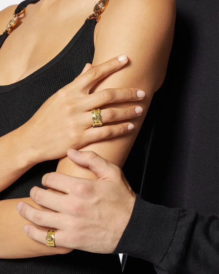 Rings WomenMen Versace Medusa Greca Ring Light Gold
