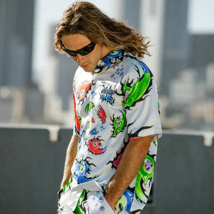 Ripndip Ember Short Sleeve Button Up Dusty Grey Button Ups