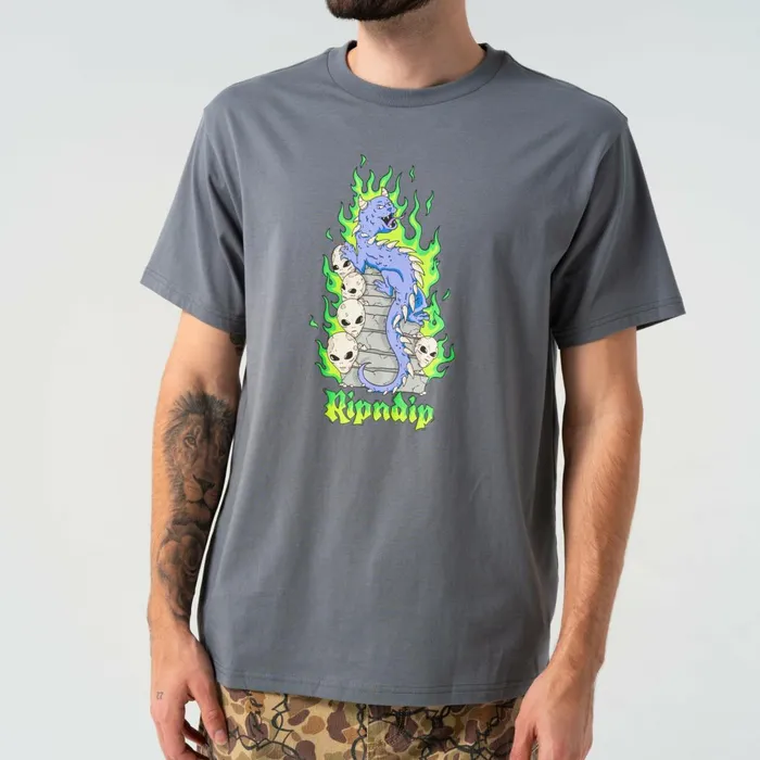 Ripndip Horntail Tee Charcoal Short Sleeve Tees Ripndip Horntail Tee Charcoal Short Sleeve Tees