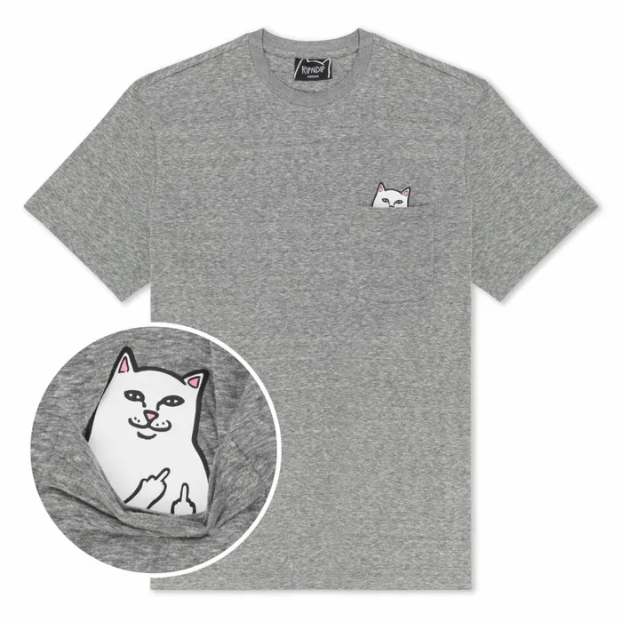 Ripndip Lord Nermal SS Pocket Tee Heather Grey Lord Nermal Tees