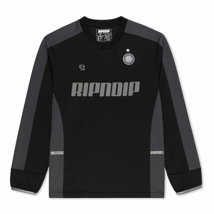 Ripndip RIPNDIP FC Long Sleeve Soccer Jersey Black Charcoal Jerseys
