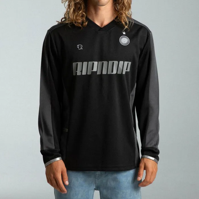 Ripndip RIPNDIP FC Long Sleeve Soccer Jersey Black Charcoal Jerseys Ripndip RIPNDIP FC Long Sleeve Soccer Jersey Black Charcoal Jerseys