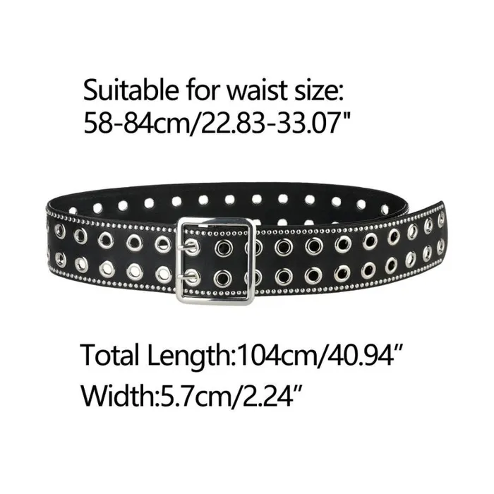 RWandCO Belts Allegra K Grommet Wide Waist Belt Metal Pin Buckle Black 8211 Women