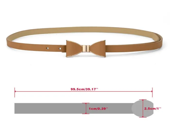 RWandCO Belts Allegra K Skinny Waist Metal Bowknot No Buckle Thin Belt Brown 8211 Women RWandCO Belts Allegra K Skinny Waist Metal Bowknot No Buckle Thin Belt Brown 8211 Women