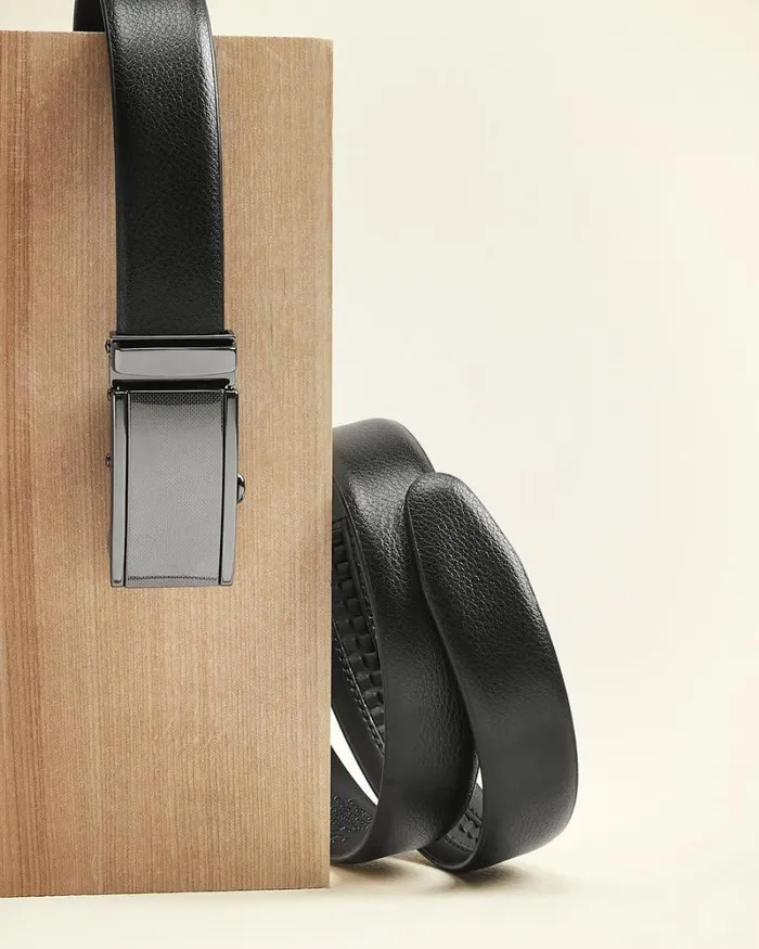 RWandCO Belts and Suspenders Textured Leather Belt With Automatic Buckle Black 8211 Men