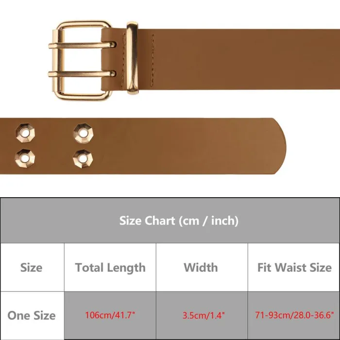 RWandCO Belts and Suspenders Unique Bargains Unisex Double Grommet PU Leather Metal Buckle Belt Red Brown 8211 Men