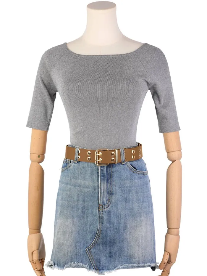 RWandCO Belts and Suspenders Unique Bargains Unisex Double Grommet PU Leather Metal Buckle Belt Red Brown 8211 Men