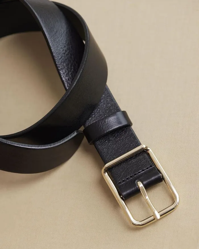 RWandCO Belts Large Leather Belt With Square Buckle Black 8211 Women RWandCO Belts Large Leather Belt With Square Buckle Black 8211 Women