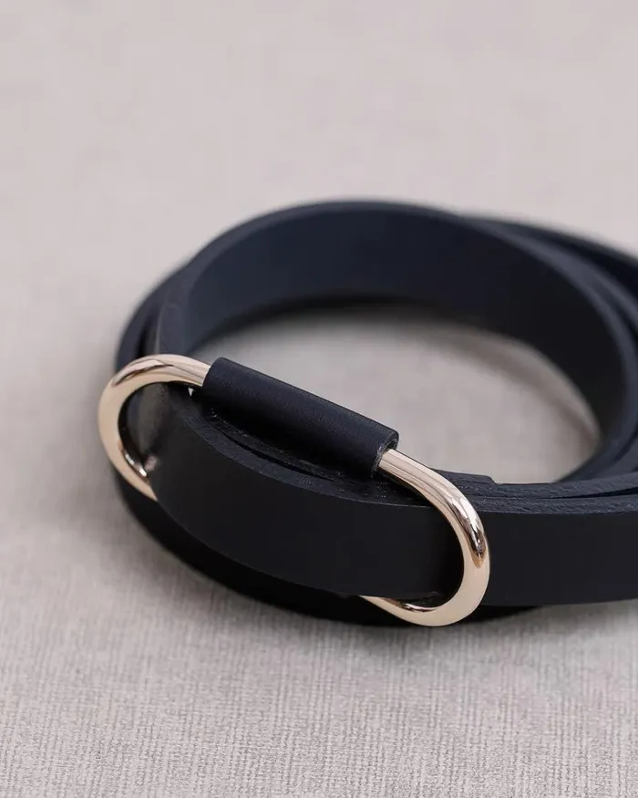 RWandCO Belts Thin Leather Belt With Oval Buckle Black 8211 Women RWandCO Belts Thin Leather Belt With Oval Buckle Black 8211 Women