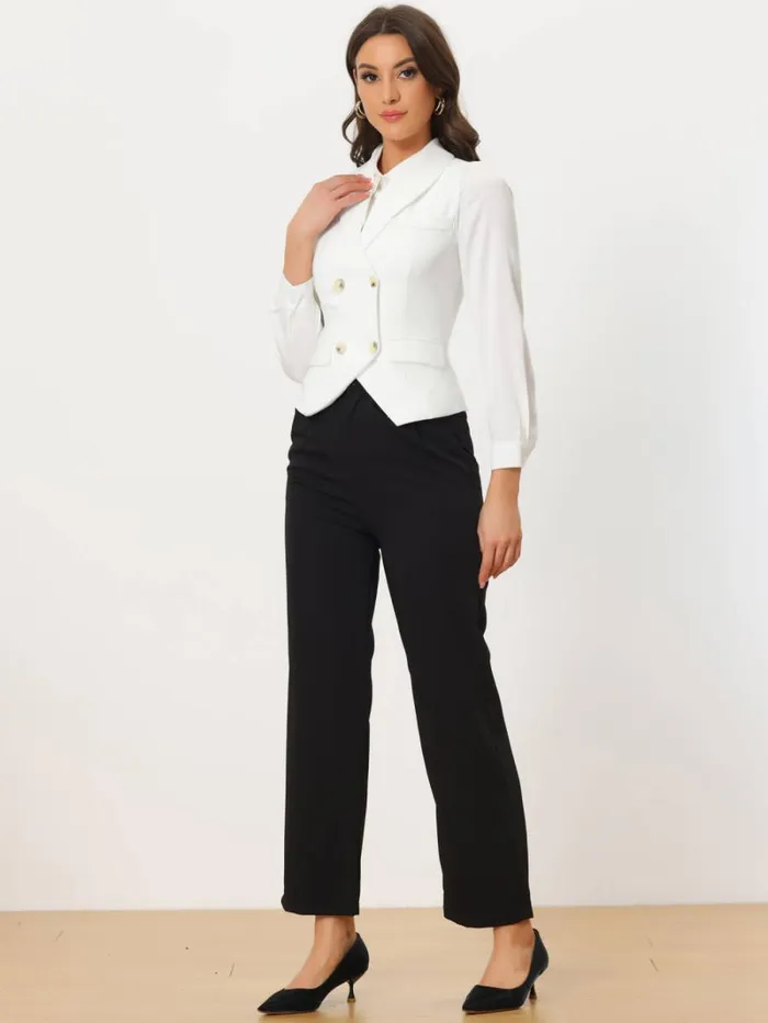 RWandCO Blazers Allegra K Shawl Lapel Button Racerback Suit Waistcoat Vest White 8211 Women