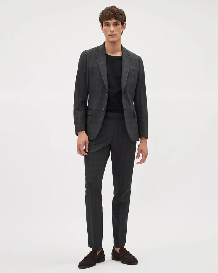 RWandCO Blazers SlimFit Dark Grey Checkered Suit Blazer Charcoal 8211 Men
