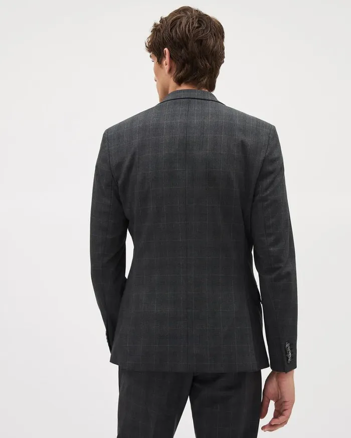 RWandCO Blazers SlimFit Dark Grey Checkered Suit Blazer Charcoal 8211 Men