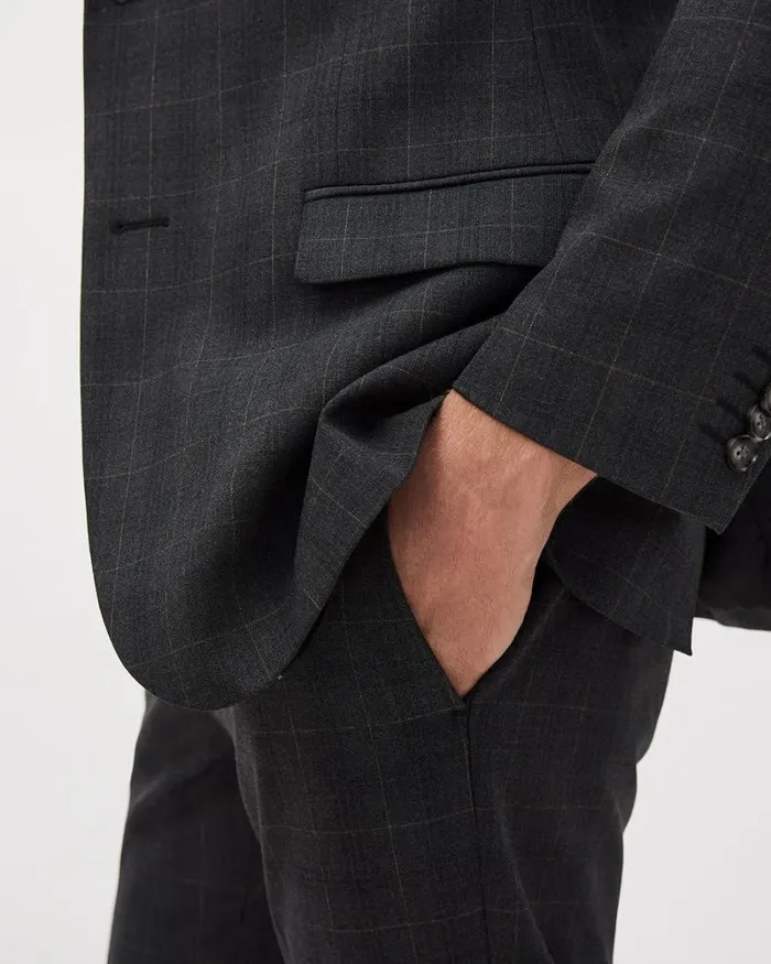RWandCO Blazers SlimFit Dark Grey Checkered Suit Blazer Charcoal 8211 Men
