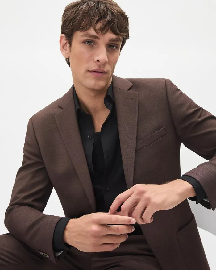RWandCO Blazers SlimFit KnitLike Suit Blazer Dark Sumac 8211 Men