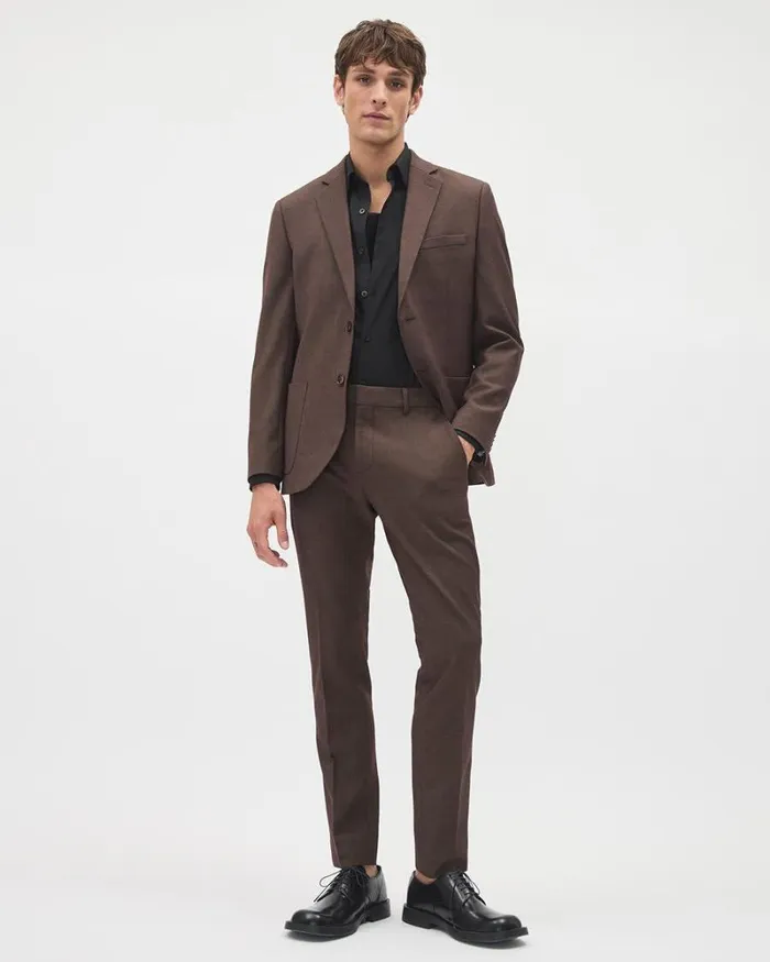 RWandCO Blazers SlimFit KnitLike Suit Blazer Dark Sumac 8211 Men RWandCO Blazers SlimFit KnitLike Suit Blazer Dark Sumac 8211 Men