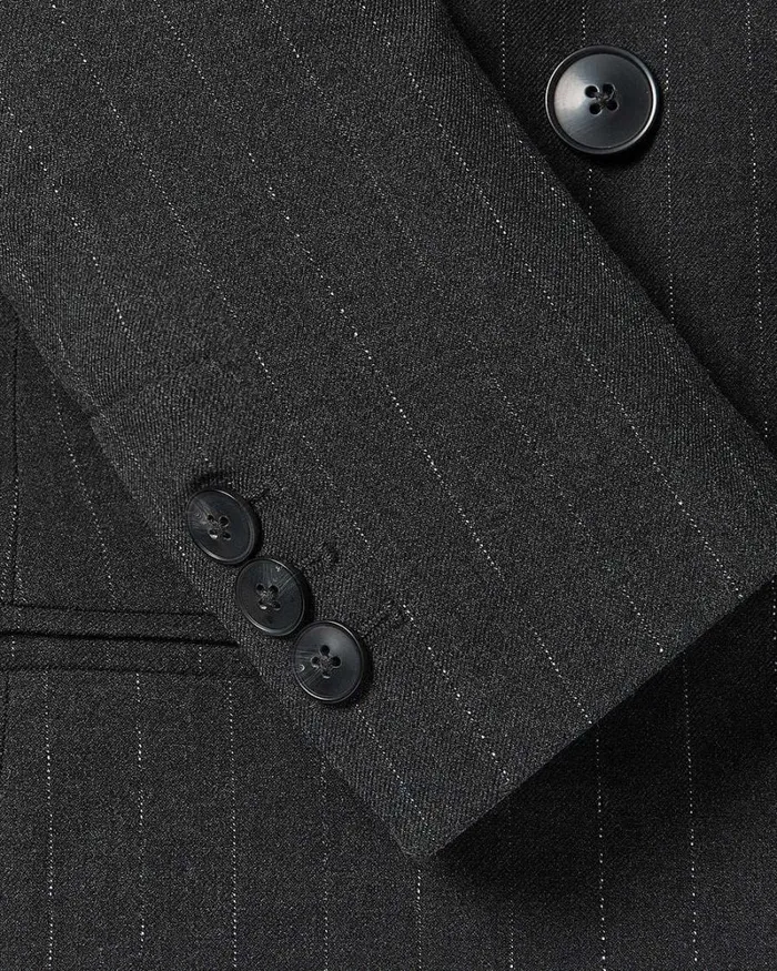 RWandCO Blazers Striped DoubleBreasted Cropped Blazer Grey Striped 8211 Women RWandCO Blazers Striped DoubleBreasted Cropped Blazer Grey Striped 8211 Women