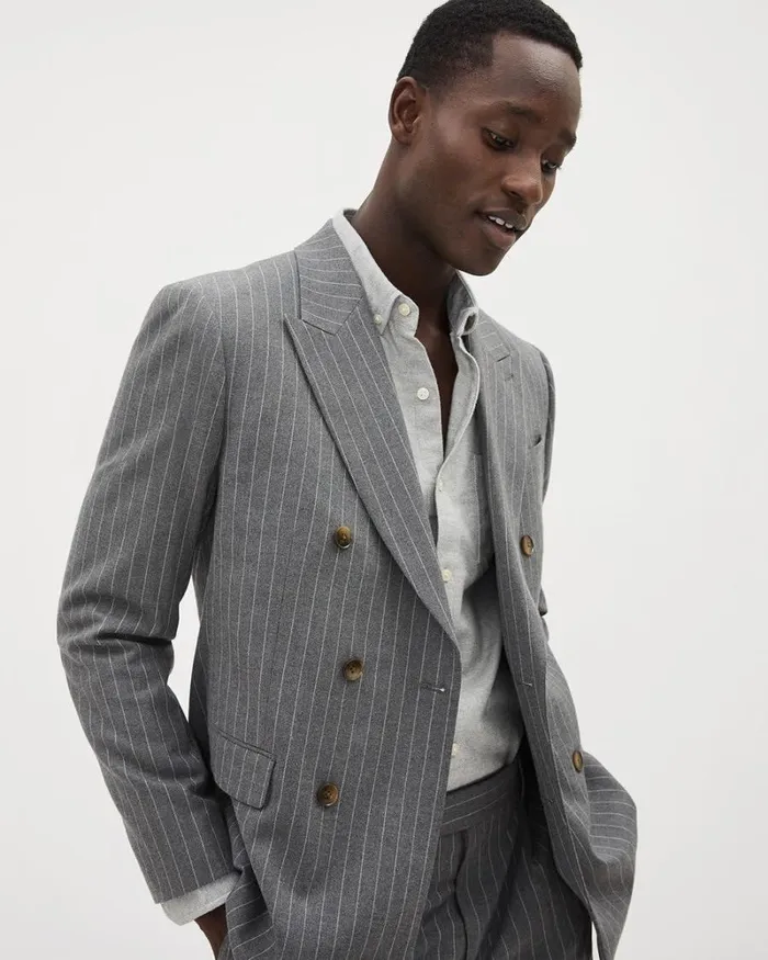 RWandCO Blazers TailoredFit DoubleBreasted Striped Suit Blazer Med Grey 8211 Men RWandCO Blazers TailoredFit DoubleBreasted Striped Suit Blazer Med Grey 8211 Men