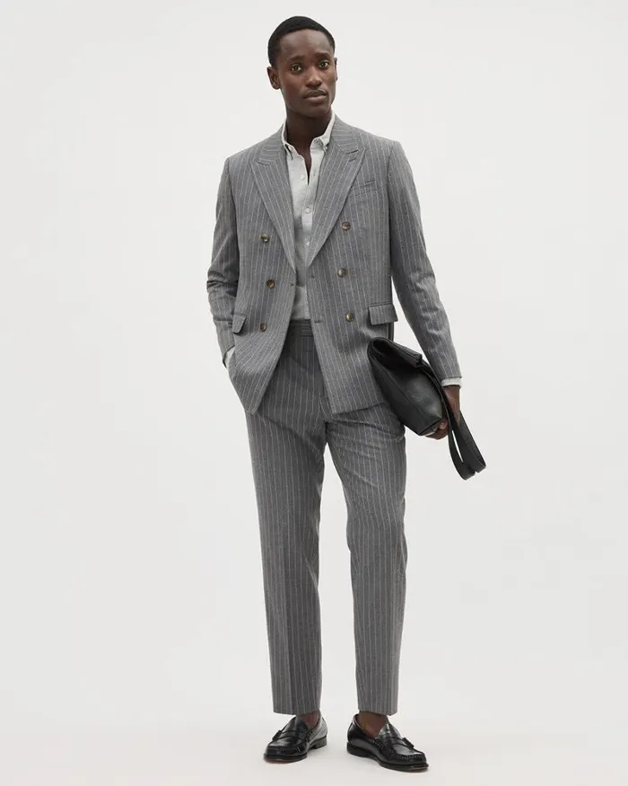 RWandCO Blazers TailoredFit DoubleBreasted Striped Suit Blazer Med Grey 8211 Men RWandCO Blazers TailoredFit DoubleBreasted Striped Suit Blazer Med Grey 8211 Men