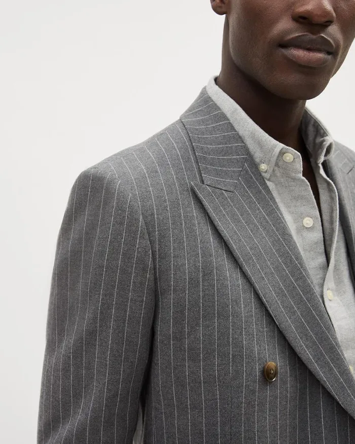 RWandCO Blazers TailoredFit DoubleBreasted Striped Suit Blazer Med Grey 8211 Men RWandCO Blazers TailoredFit DoubleBreasted Striped Suit Blazer Med Grey 8211 Men