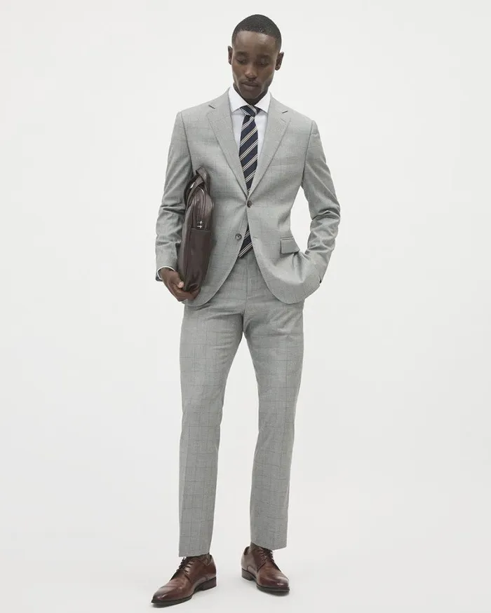 RWandCO Blazers TailoredFit Grey Windowpane Suit Blazer Medium Grey 8211 Men RWandCO Blazers TailoredFit Grey Windowpane Suit Blazer Medium Grey 8211 Men