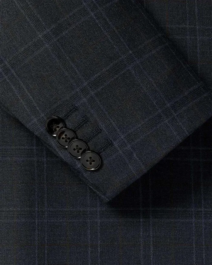 RWandCO Blazers TailoredFit Navy Checkered Suit Blazer Navy Blazer 8211 Men