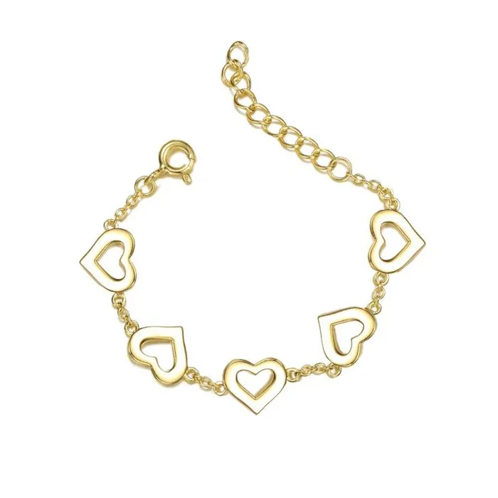 RWandCO Bracelets and Rings Rachel Glauber 14k Yellow Gold Plated Forever Heart Toddler Bracelet Adjustable In Length Gold 8211 Women