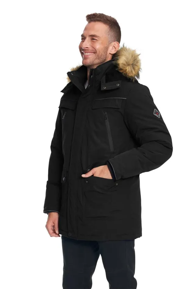 RWandCO Coats and Jackets Alpine North Men039s Vegan Down Winter Parka With Removable Faux Fur Black 8211 Men