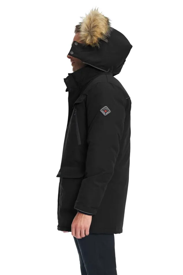 RWandCO Coats and Jackets Alpine North Men039s Vegan Down Winter Parka With Removable Faux Fur Black 8211 Men
