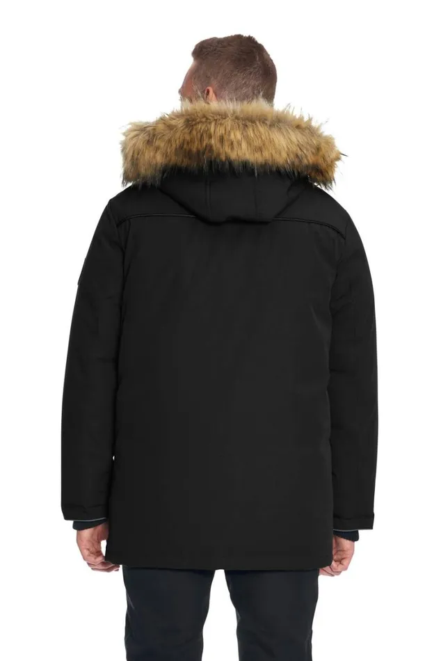 RWandCO Coats and Jackets Alpine North Men039s Vegan Down Winter Parka With Removable Faux Fur Black 8211 Men