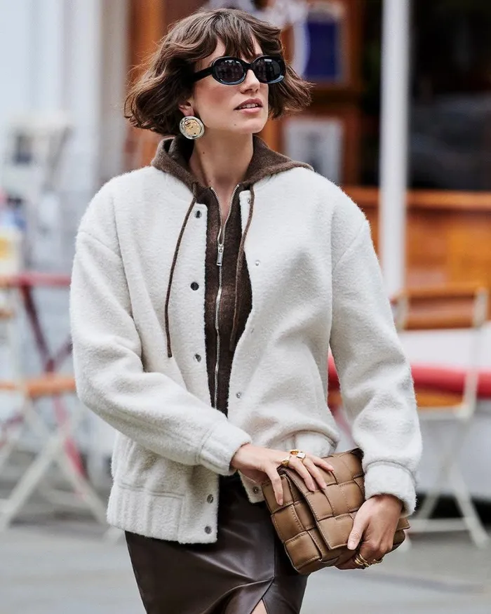 RWandCO Coats and Jackets Boucl Bomber Jacket Cream As Hanger 8211 Women