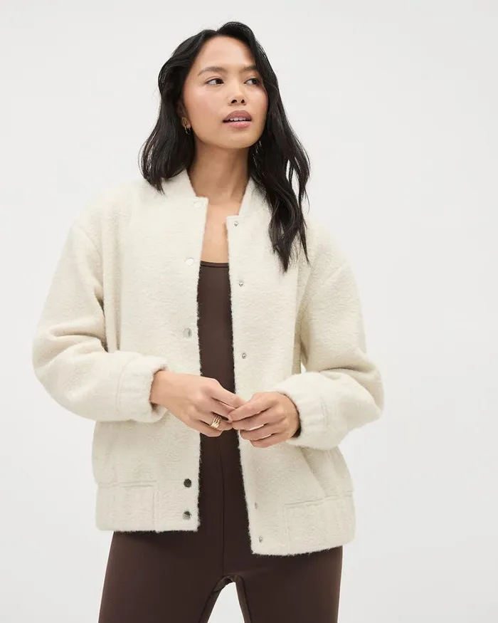 RWandCO Coats and Jackets Boucl Bomber Jacket Cream As Hanger 8211 Women RWandCO Coats and Jackets Boucl Bomber Jacket Cream As Hanger 8211 Women