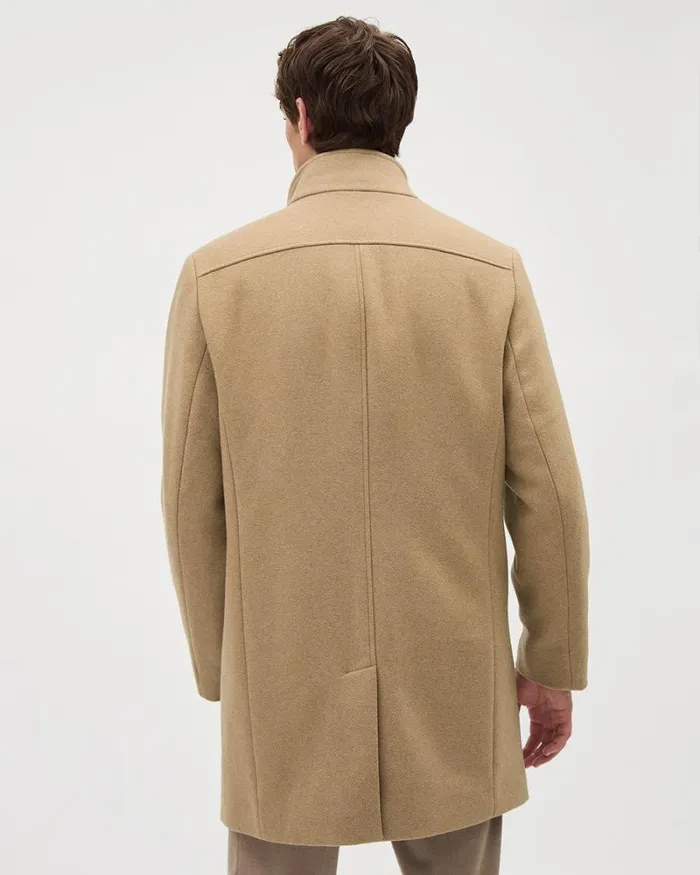RWandCO Coats and Jackets Classic Solid MockNeck Wool Coat With Dickey Camel 8211 Men RWandCO Coats and Jackets Classic Solid MockNeck Wool Coat With Dickey Camel 8211 Men