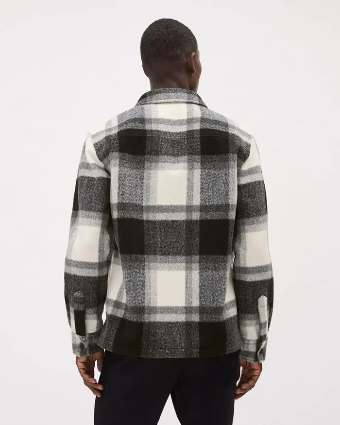 RWandCO Coats and Jackets LongSleeve Plaid Overshirt Black And White 8211 Men RWandCO Coats and Jackets LongSleeve Plaid Overshirt Black And White 8211 Men
