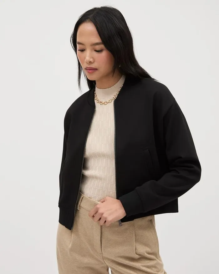 RWandCO Coats and Jackets Zipped Black Bomber Jacket Black 8211 Women
