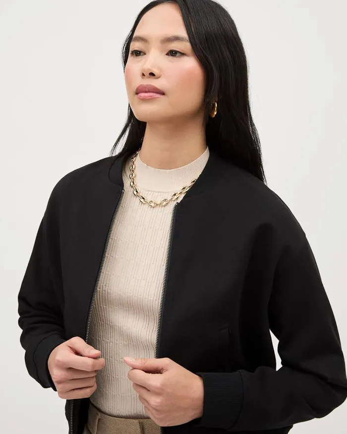 RWandCO Coats and Jackets Zipped Black Bomber Jacket Black 8211 Women